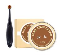 Rimuove le macchie degli occhi per cani - 30 g di detergente naturale | con spazzola per cuccioli rimozione di macchie lacrimali, per la cura degli occhi di gatti, cuccioli e gattini