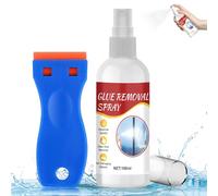 Rimuovi Colla Spray, Rimuovi Etichette, Rimuovi Colla Adesivi, Dotato di Raschietto Multiuso, Rimuove Rapidamente Etichette Ostinate Residui di Colla da Tutte le Superfici 100ml