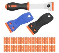Rimuovi Silicone, 3 Pezzi Raschietto Vetro Con 30 Lame in Plastica Sostituibili, Spatole per Silicone Per Rimuovere Etichette, Vetrofanie, Vernice