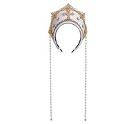 Rinascimentale medievale Tudor regina copricapo da donna Anna Bolena fascia elisabettiana Royal Coronet Hood Tiara Hat (bianco)