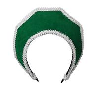 Rinascimentale medievale Tudor regina copricapo da donna Anna Bolena fascia elisabettiana Royal Coronet Hood Tiara Hat (verde-1)