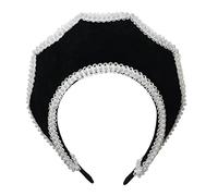 Rinascimentale medievale Tudor regina copricapo da donna Anna Bolena fascia elisabettiana Royal Coronet Hood Tiara Hat (Nero-2)