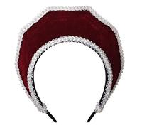 Rinascimento medievale Tudor Queen Headpiece per donna Anna Bolena Fascia Elizabettiano Royal Coronet Hood Tiara Hat (Vino rosso)