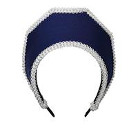 Rinascimento medievale Tudor Queen Headpiece per donna Anna Bolena Fascia Elizabettiano Royal Coronet Hood Tiara Hat (Blu scuro)