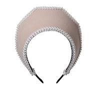 Rinascimento medievale Tudor Queen Headpiece per donna Anna Bolena Fascia Elizabettiano Royal Coronet Hood Tiara Hat (Beige)