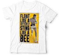 rinde Maglietta a maniche corte Ali Float Like A Butterfly Unisex - Boxing, Legend, Muhammad Shirt Top Felpa Taglia XL Bianco, Nero
