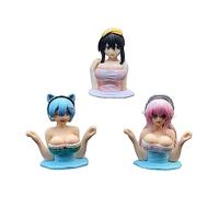 RINDOW Set di 3 statuette di anime con statuetta - Unique Chest Shaking Ornamento per la casa, l'auto e la decorazione del desktop. Regalo perfetto per gli appassionati di anime