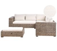 RINELLA 5 posti Divano angolare da giardino con pouf Grigio Rattan