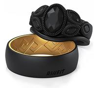 Rinfit Anelli in silicone abbinati per coppie - Set di fedi nuziali in silicone per lui e lei - Set di anelli per lui e lei, Women 7 & Men 9, Silicone, non noto