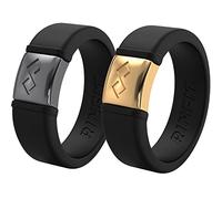 Rinfit Anelli in silicone per donne 6 mm di larghezza e da uomo 7 mm di larghezza, 2 mm di spessore, fedi nuziali in silicone, anello infinito con piastra in metallo, design brevettato, Size 13