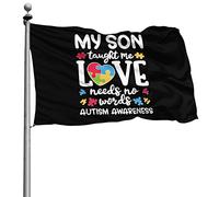 Rinforzo Bandiera Resistente Alle Intemperie Bandiere Da Giardino My Son Taught Me Love Needs No Words Autism Awareness 90X150Cm Bandierine Per Decorazione Interno Balcone