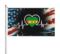 Rinforzo Bandiera Sao Tome And Principe Flag Heartbeat Resistente Alle Intemperie Per Interno Celebrazione Esterno 90X150Cm