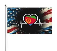 Rinforzo Bandiere Da Balcone Eritrea Flag Heartbeat Stampa Per Interno Esterno Giardino 90X150Cm