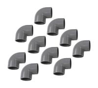 Rinforzo per tubi in PVC a 90 gradi, gomito in PVC-U da 50 mm per tubi dell'acqua, giunto per tubi dell'acqua in PVC grigio, confezione da 10, pressione di esercizio 10 bar, 0-45 °C