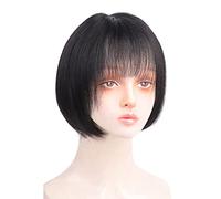 Rinfrescante corte diritte con la frangetta per la donna parrucca corta nera parrucca di capelli umani a strati parrucche corte di capelli umani per la festa quotidiana Regolabile