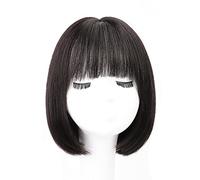 Rinfrescante Corto Marrone Bob Parrucche Con La Frangetta Brevi Parrucche Dei Capelli Umani Per La Donna Naturale Morbido Rettilineo Parrucca di Capelli Umani Cosplay Quotidiano Parrucca Regolabile