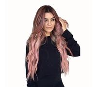 Rinfrescante Donne Rosa Parrucche Carino Affascinante Della Fascia Parrucca Soffici Lunghi Ricci Capelli Ondulati Parrucche Per Le Ragazze Capelli Sintetici Parrucche Quotidiane Regolabile