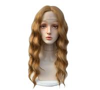 Rinfrescante Parrucca bionda marrone ricci ondulati parrucche anteriori in pizzo per ragazze uso quotidiano parrucche colorate dall'aspetto naturale parrucca con fascia medio lunga Regolabile
