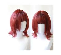 Rinfrescante Parrucca rossa Parrucca corta riccia ondulata con frangia d'aria Parrucca rosa Parrucche per cosplay per la festa quotidiana Parrucca con fascia traspirante dall'aspetto Regolabile