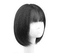 Rinfrescante Parrucche alla moda nere Parrucche corte diritte per capelli umani Parrucche con frangia Parrucche corte a strati per capelli umani Parrucca quotidiana per cosplay Regolabile