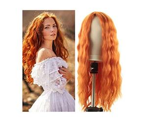 Rinfrescante Parrucche arancioni Parrucche ondulate lunghe per donna Parrucca sintetica per capelli ricci Parrucca in fibra al calore Parte centrale Parrucche Regolabile