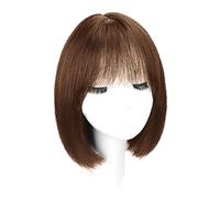 Rinfrescante Parrucche Bob marroni Parrucche corte diritte marroni dei capelli umani per le donne Parrucca naturale dei capelli umani Bob corta Parrucca Cosplay per la festa(13"/32cm) Regolabile