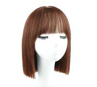Rinfrescante Parrucche Brevi Parrucche Diritte Dei Capelli Umani Per La Donna Marrone Freddo Breve Parrucca Di Capelli Umani Con La Frangetta Blunt Cut Parrucca Cosplay Parrucca Regolabile