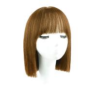 Rinfrescante Parrucche Brevi Parrucche Diritte Dei Capelli Umani Per La Donna Marrone Freddo Breve Parrucca Di Capelli Umani Con La Frangetta Blunt Cut Parrucca Cosplay Parrucca Regolabile