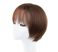 Rinfrescante Parrucche corte diritte marroni Parrucca Parrucche di capelli umani per le donne Parrucca corta di capelli umani con frangetta per parrucche da festa quotidiana Regolabile