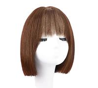 Rinfrescante Parrucche corte nere per capelli umani Parrucche corte diritte per donna Parrucca taglio corto smussato alla moda Parrucche diritte per capelli umani con frangetta Regolabile