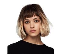Rinfrescante Parrucche da donna da parrucche ricci corte di personalità con la frangia,parrucca in fibra sintetica per capelli a macchina completa,per ragazze di Halloween Regolabile