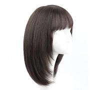 Rinfrescante Parrucche diritte nere lunghe per donna Parrucche di capelli umani per donne nere Parrucche a strati diritte di media lunghezza con frangia Parrucca di capelli umani Regolabile