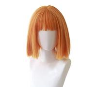 Rinfrescante Parrucche gialle arancioni Parrucche Bobo corte diritte con frange Parrucca colorata per parrucche sintetiche del partito di amichevoli del calore della ragazza Regolabile
