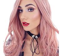 Rinfrescante Parrucche lunghe Parrucche per capelli a onde sciolte Parrucche multicolori Parrucche sintetiche per capelli in fibra al calore per la linea di capelli delle donne di moda Regolabile