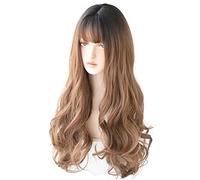 Rinfrescante Parrucche marroni Ombre Parrucche lunghe ondulate per le donne Parrucche sintetiche ondulate Parrucca di capelli ricci ondulati lunghi Parrucche al calore Parrucche Cosplay Regolabile