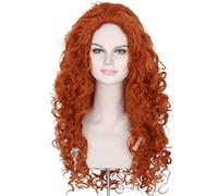 Rinfrescante Parrucche ondulate Lunghe arancio Princess Parrucche sintetiche al calore Parrucche per cosplay di Halloween per ragazze Parrucche da spettacolo per feste Regolabile