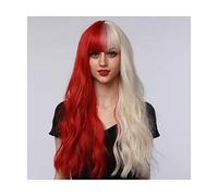 Rinfrescante Parrucche ondulate lunghe Parrucche sintetiche bionde a 2 toni con frangetta Parrucche sintetiche per capelli ricci lunghi per ragazza Parrucche sintetiche per cosplay Regolabile