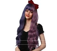 Rinfrescante Parrucche ondulate lunghe Parrucche sintetiche bionde a 2 toni con frangetta Parrucche sintetiche per capelli ricci lunghi per ragazza Parrucche sintetiche per cosplay Regolabile