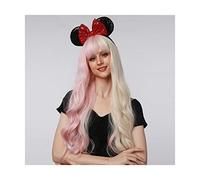 Rinfrescante Parrucche ondulate lunghe Parrucche sintetiche bionde a 2 toni con frangetta Parrucche sintetiche per capelli ricci lunghi per ragazza Parrucche sintetiche per cosplay Regolabile
