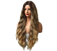 Rinfrescante Parrucche ondulate lunghe per le donne Parrucche ricci ondulate della parte centrale Parrucche bionde ondulate Parrucca sintetica ondulata lunga Parrucca in fibra al calore Regolabile