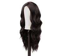 Rinfrescante Parrucche ondulate sciolte Parrucche anteriori in pizzo con frangia centrale Parrucca morbida alla moda con fascia Parrucche sintetiche per le donne Rete per capelli Regolabile