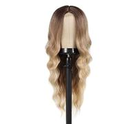 Rinfrescante Parrucche ondulate sciolte Parrucche anteriori in pizzo con frangia centrale Parrucca morbida alla moda con fascia Parrucche sintetiche per le donne Rete per capelli Regolabile