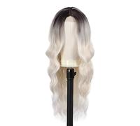 Rinfrescante Parrucche ondulate sciolte Parrucche anteriori in pizzo con frangia centrale Parrucca morbida alla moda con fascia Parrucche sintetiche per le donne Rete per capelli Regolabile