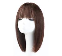 Rinfrescante Parrucche Parrucche diritte lunghe nere per donna Parrucca di capelli umani lunghi con frangia Parrucche diritte a strati di media lunghezza per capelli umani(16"/42cm) Regolabile