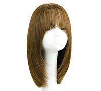 Rinfrescante Parrucche Parrucche Lunghe Rettiline Parrucca Di Capelli Umani Per Donna Parrucca Di Media Lunghezza Capelli Umani Marrone Freddo Parrucche Diritte A Strati Frangetta Regolabile