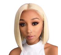 Rinfrescante Per donna Parrucche frontali in pizzo Attaccatura dei capelli Parrucca di capelli umani Moda Affascinante Capelli corti Parrucche Per ragazze Uso quotidiano Parrucche bionde Regolabile