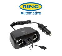 Ring Automotive - RMS15 - 2-Way 12V Multipresa Con Micro USB & 2A USB