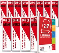 Ring Binder Depot - Confezione da 12 raccoglitori ad anelli a D inclinati da 2,5 cm, colore: bianco, con vista trasparente, tasche, dorso da 8,1 cm, confezione da 12