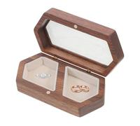 Ring Box, Jewelry Holder, 3.93x1.97x1.10 Inches Wooden Double Slot Interior With Magnetic Secure Lid, Rings Case for Wedding Proposal, Anniversaries, Ceremony, Engagement, Bridal Use
