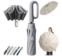 Ring Buckle Umbrella, 2-in-1 Ring Bubble Umbrella, Portable, Reinforced, Extra-Large for Sun & Rain with Rings Buckle Handle, for Daily Use, Travel & Rain (Gray,Regular Size)